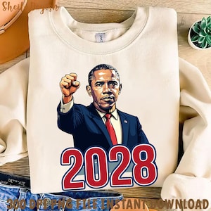 Obama 2028 PNG, Barack Obama for President 2028 Election, Obama 48th President of America, Obama PNG Design for Obama Supporters Png