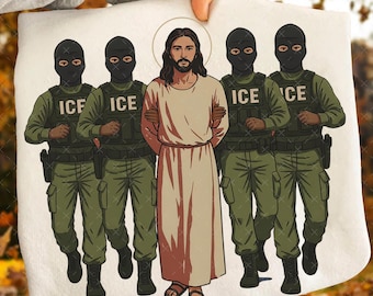 Anti ICE Jesus Arrested Parody Png, Sarcastic Immigrant Rights Political Protest Png, Anti Trump Png, Love Jesus Png, Abolish ICE Png