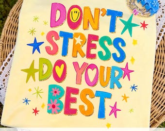 PNG de día de examen estilo preppy, No te estreses, haz tu mejor esfuerzo PNG, Archivo digital