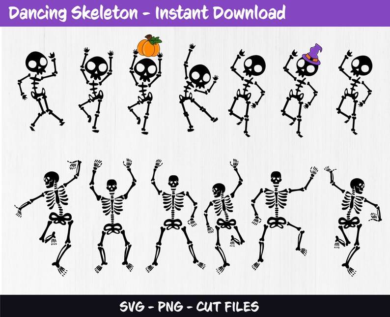 Dancing Skeleton Svg Bundle Png Halloween Shirt Files for - Etsy
