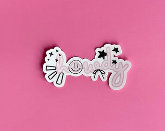 Howdy Sticker | Y2K Western Cute Sticker | Bow Aesthetic Vinyl Decal | Cowgirl Doodlecore Laptop Sticker