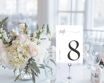 Elegant Table Numbers Wedding, Printable Table Numbers, Calligraphy ...
