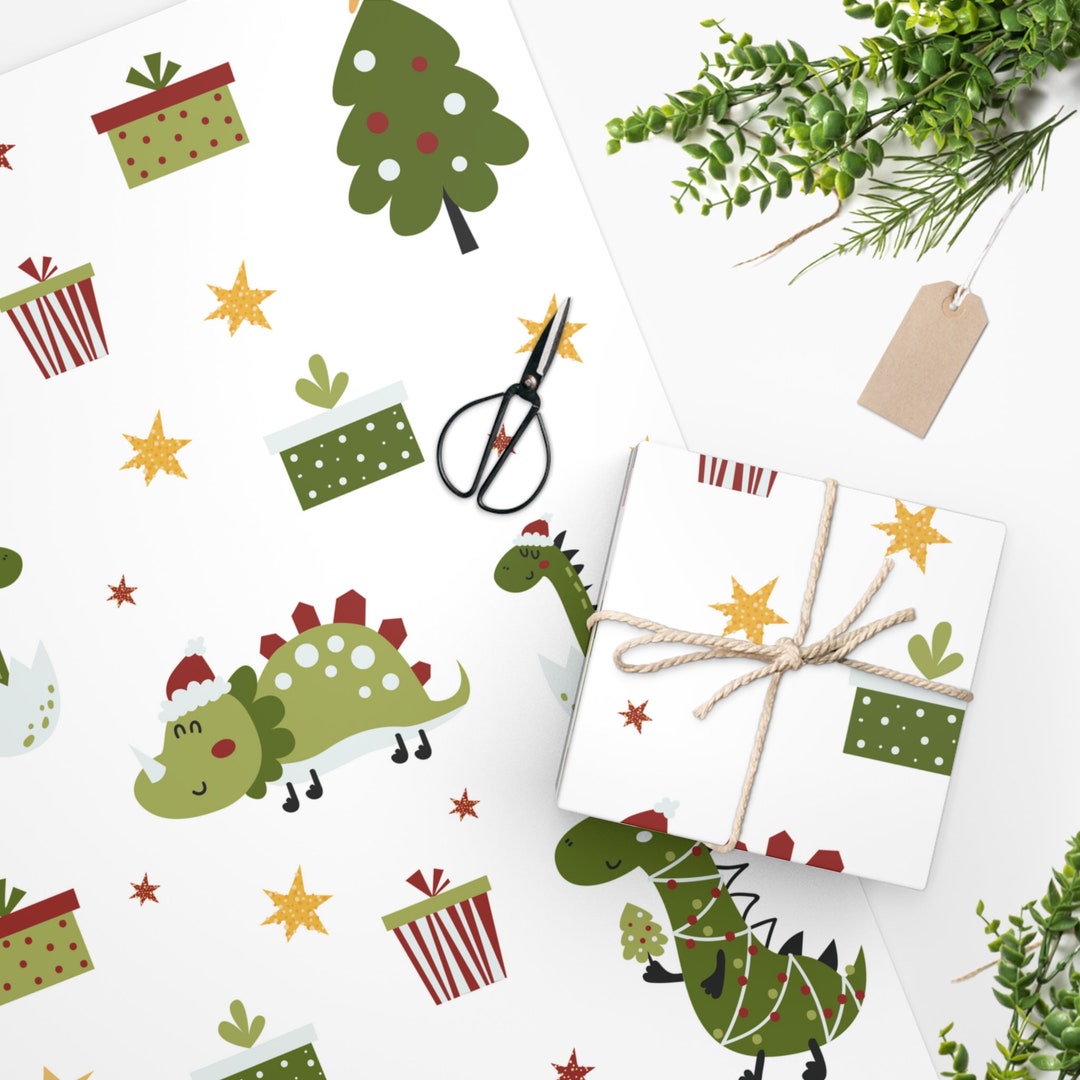 Dinosaur Christmas Wrapping Paper / Christmas Wrapping Paper Etsy