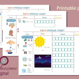 Spaß und Engagement Kinder Tägliche Hygiene druckbare Diagramm | Entwickeln Sie gesunde Gewohnheiten für Kleinkinder bis Grundschulkinder