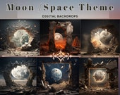 Galaxy Backdrop, Space Theme, Moon Background, Twitch Overlays, Sports Wallpaper, Tiktok Template, Canva Mockup, Digital Paper,