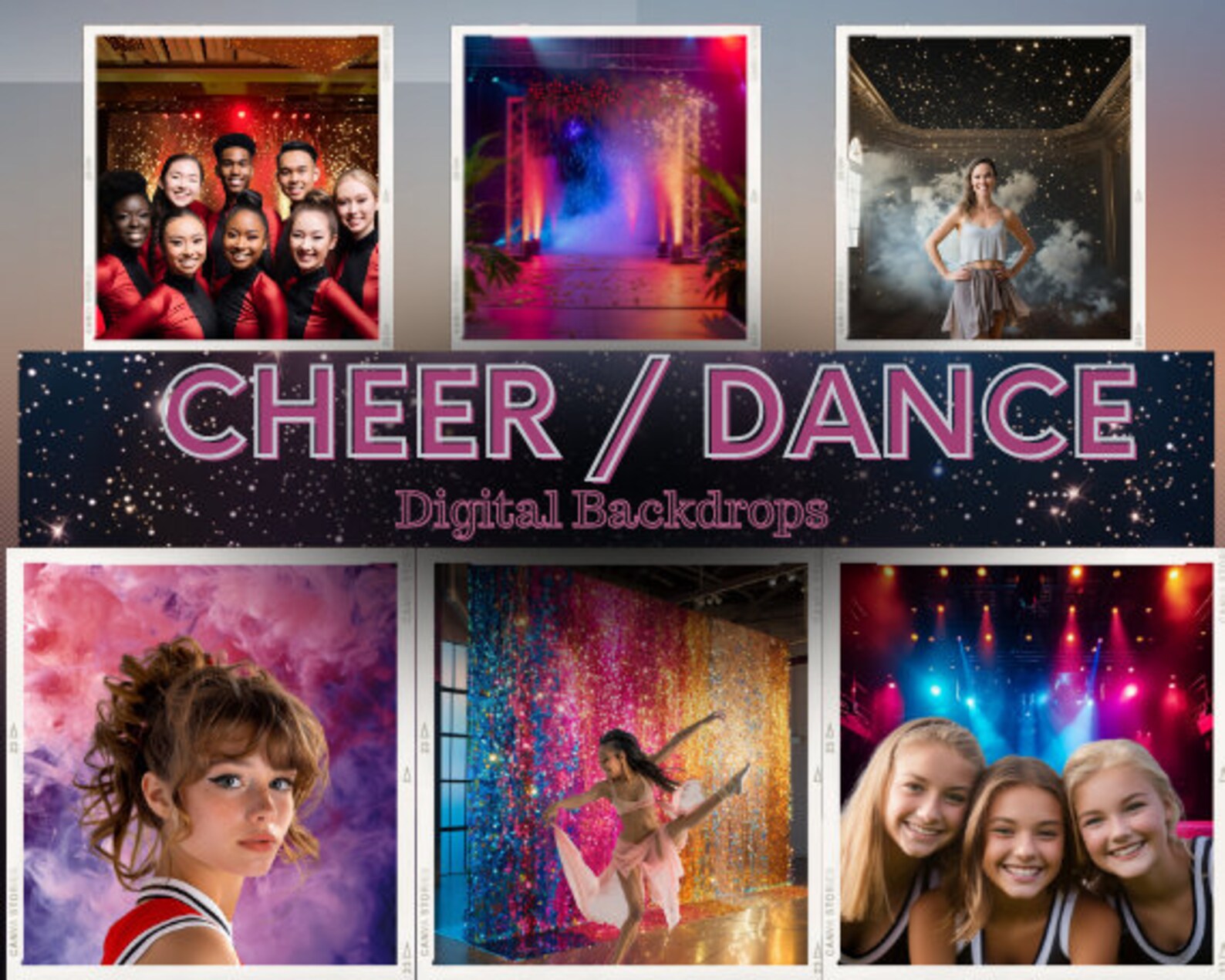 Cheer Digital Backdrop, Cheerleader Backgrounds, Dance Competition ...