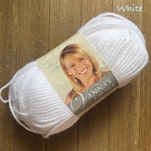 Lion Brand Vanna’s Choice Yarn  White  Worsted weight acrylic yarn  Ready to ship