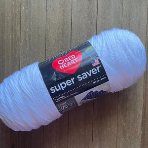 Red Heart Super Saver Acrylic yarn White worsted weight 7 oz  Ready to ship Destash