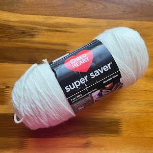 Red Heart Super Saver Acrylic yarn Aran White worsted weight 7 oz  Ready to ship