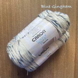 Caron Simply Soft Speckle acrylic yarn  Worsted weight  Blue Gingham Ready to ship