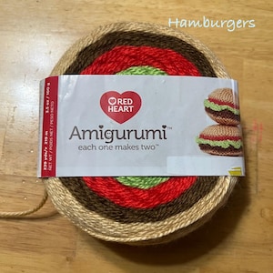 Red Heart Amigurumi Yarn Hamburger  Ready to ship