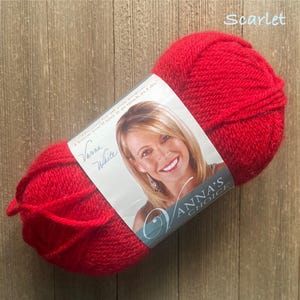 Lion Brand Vanna’s Choice Yarn  Scarlet  Worsted weight acrylic yarn  Ready to ship