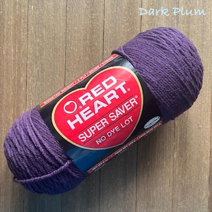 Red Heart Super Saver Acrylic yarn. worsted weight 7 oz  Dark Plum  Ready to ship.