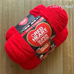 Red Heart Super Saver Acrylic yarn Cherry Red worsted weight 7 oz  Ready to ship