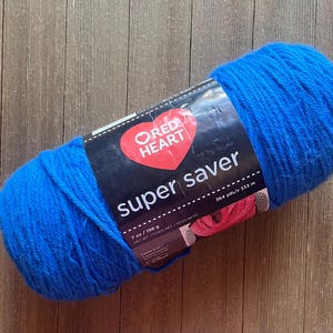 Red Heart Super Saver Acrylic yarn. worsted weight 7 oz  Blue  Ready to ship