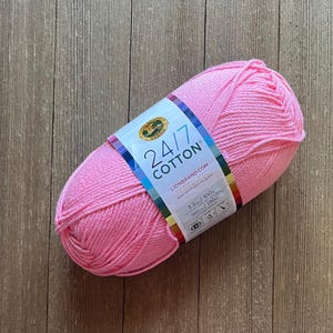 Lion Brand 24/7 Cotton Yarn Worsted weight  Mercerized Cotton   Rose. Ready to ship