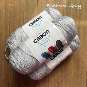 Caron Simply acrylic yarn  Worsted weight  Feathered Gray Ready to ship