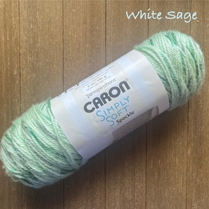 Caron Simply Soft Speckle acrylic yarn  Worsted weight  White Sage Ready to ship