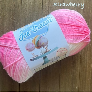 Lion Brand ice Cream DK Weight Acrylic Yarn Strawberry Ready to Ship