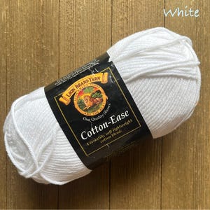 Lion Brand Cotton Ease Yarn Worsted weight   Cotton blend yarn White Ready to ship