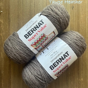Bernat Super Saver Yarn  Worsted Weight  Taupe Heather Acrylic Yarn Ready to ship