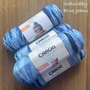 Caron Simply Soft Ombré acrylic yarn  Worsted weight  Saturday Blue Jeans Ready to ship