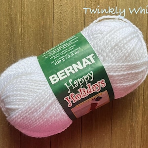 Bernat Happy Holidays Yarn Twinkly White Worsted Weight Acrylic Yarn Ready to ship