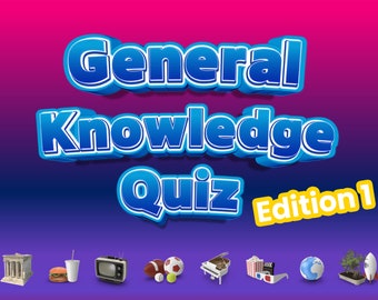 General Knowledge Quiz - 50 Multiple Choice Questions - 10 Picture Questions - PowerPoint compatible - digital download