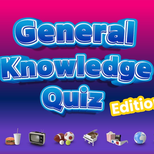 General Knowledge Quiz - 50 Multiple Choice Questions - 10 Picture Questions - PowerPoint compatible - digital download