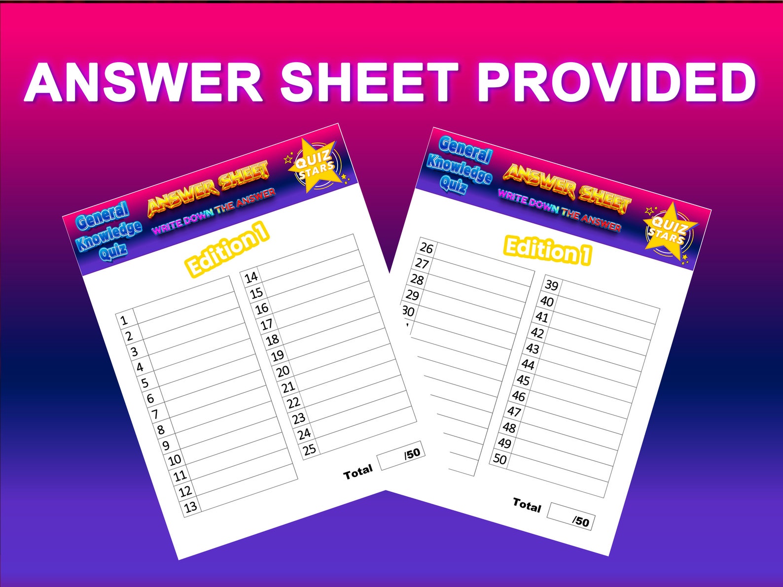 General Knowledge Quiz - 50 Multiple Choice Questions - 10 Picture ...