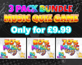 50s 60s 70s Music Quiz Game, Bundle (Digital Download)