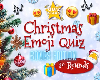 Christmas Songs Emoji Quiz, Fun Xmas party game to play with friends & family. Downloadable PowerPoint