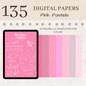 Modelli digitali di carta rosa / goodnotes carta rosa / carta rosa pastello / a righe / download digitale / download immediato / quaderno digitale