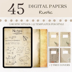 Rustikales digitales Papier, rustikales Goodnotes-Papier, rustikales Papier, Vorlage Goodnotes, Notability Template, bedruckbar, A4, zum Sofort-Download