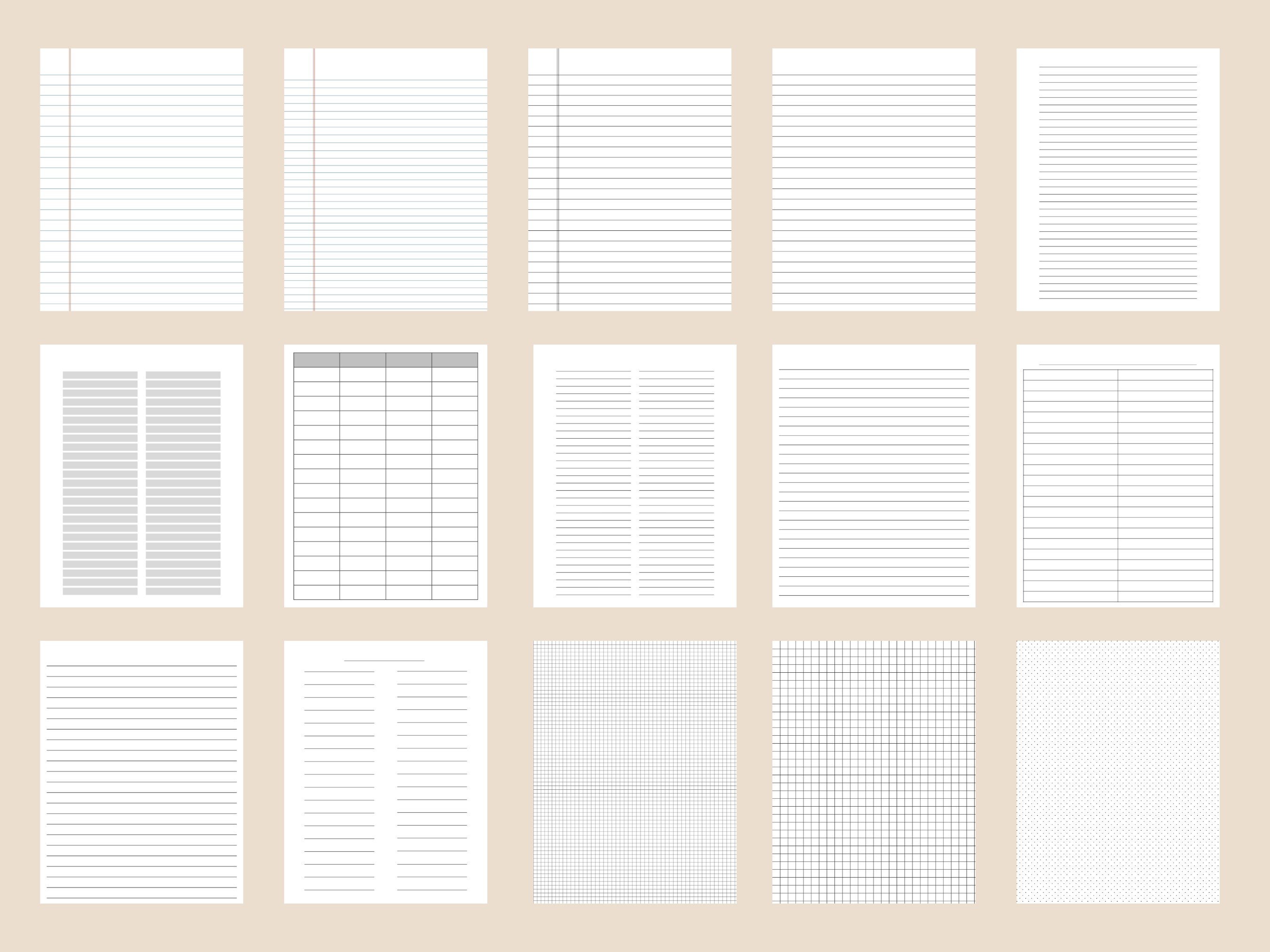 Lined Paper Digital Templates | Graph Paper Templates | Instant ...