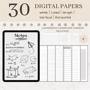 Modelli digitali di carta a righe / modelli di carta millimetrata / download immediato / modelli di carta a righe Goodnotes / download digitale / notability