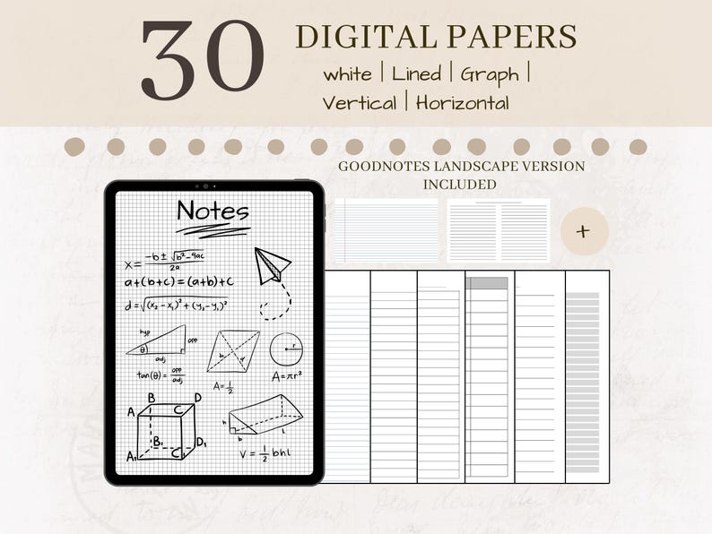 Lined Paper Digital Templates | Graph Paper Templates | Instant ...
