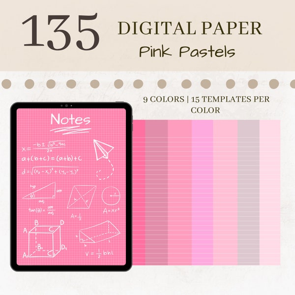 Plantillas digitales de papel rosa / Plantillas Goodnotes rosas / Notabilidad rosa polvorienta / descarga digital / descarga instantánea / cuaderno digital