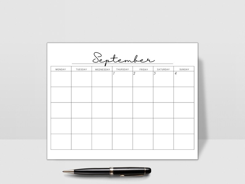 Printable Calendar Lined Calendar Blank Calendar Instant - Etsy