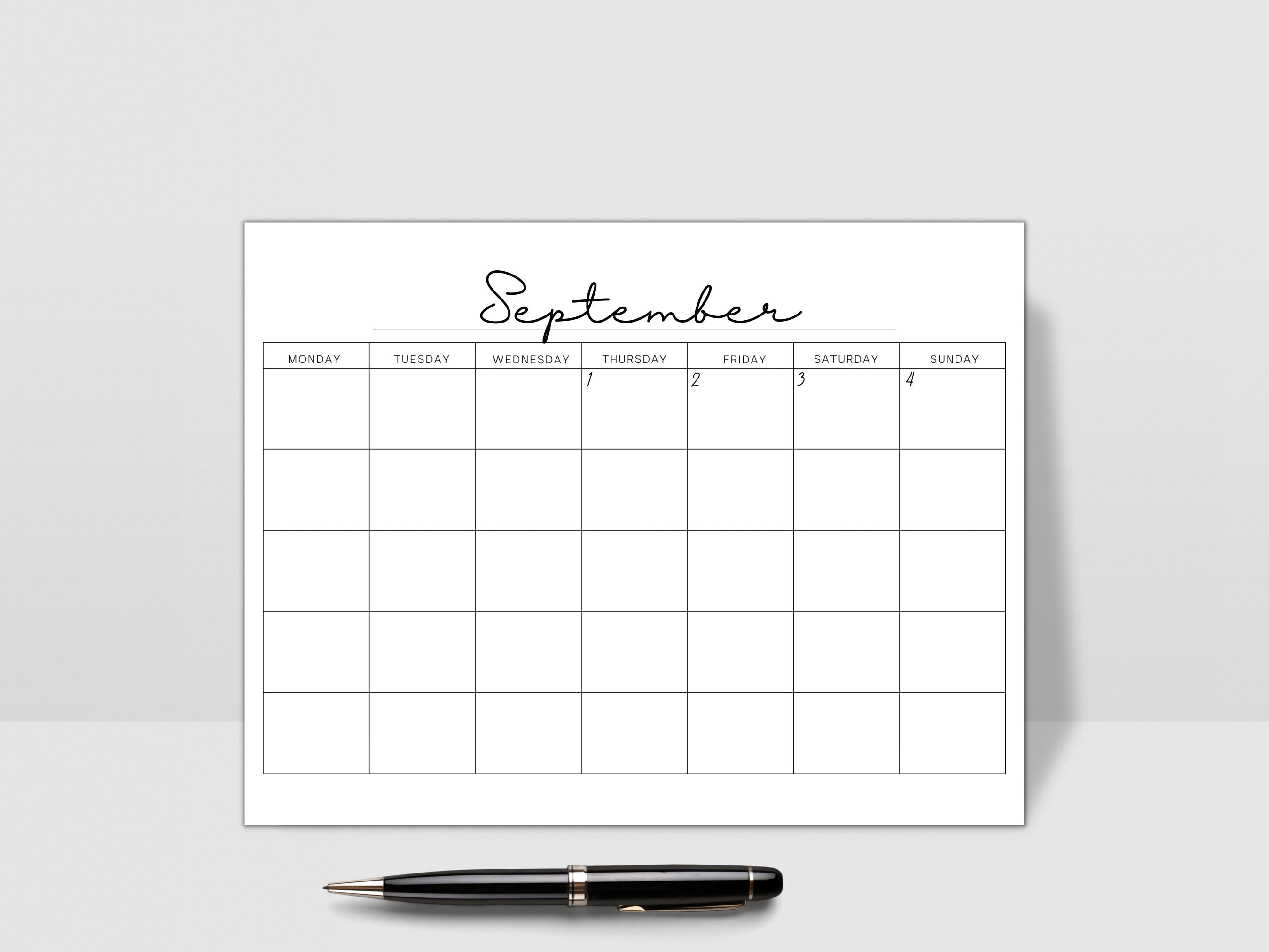 Printable Calendar Lined Calendar Blank Calendar Instant Download