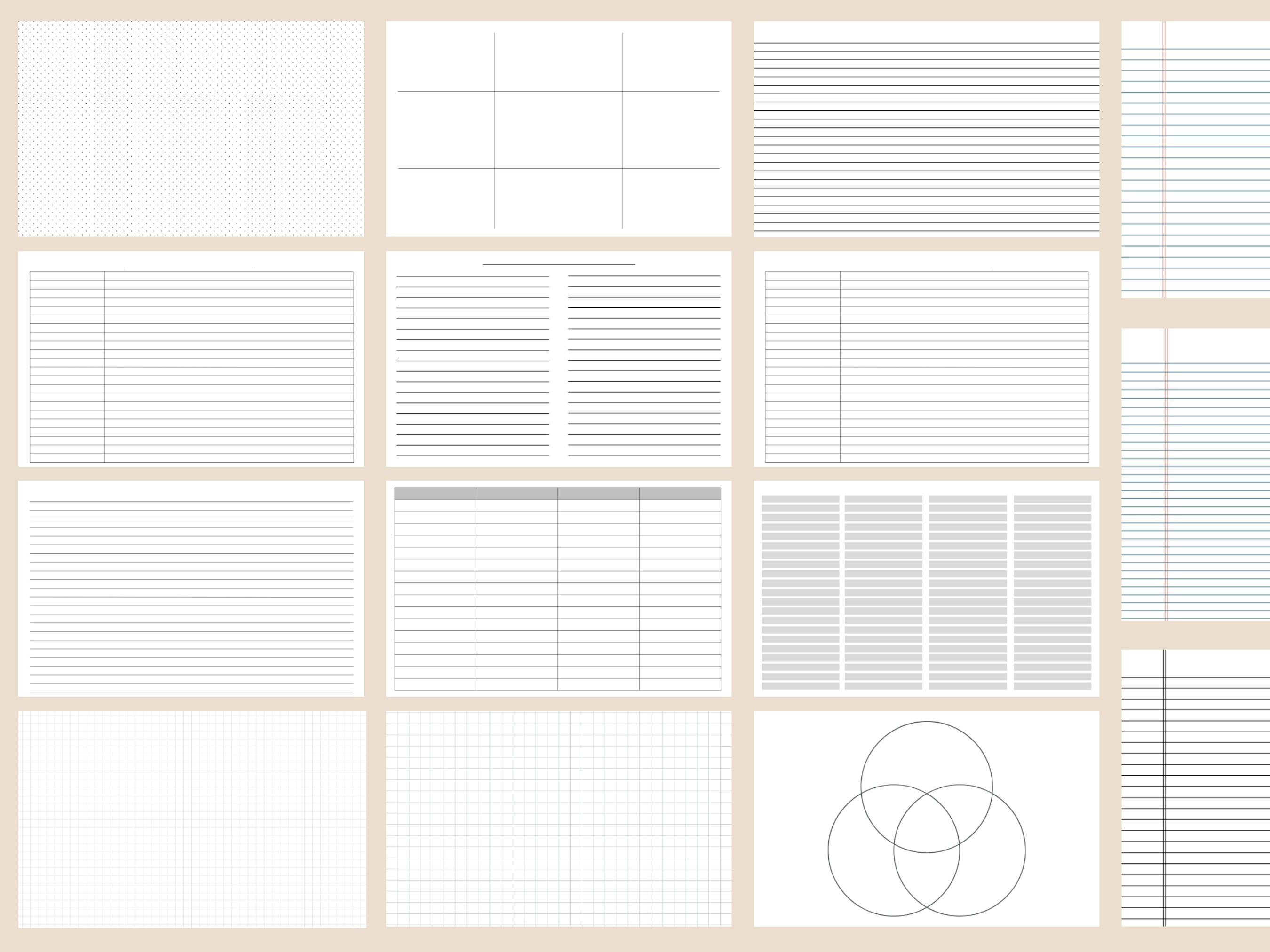 Lined Paper Digital Templates | Graph Paper Templates | Instant ...