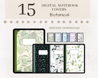 Botanical aesthetic Digital Notebook Covers | digital covers | Journal cover | notability cover | botanical Goodnotes cover |
