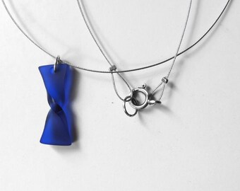 Handmade Blue Perspex Necklace: Unique Art Jewelry
