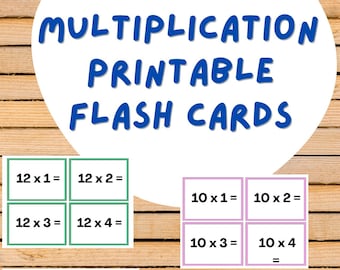 Printable Multiplication Flash Cards: Times Tables 1-12 (Digital Download)