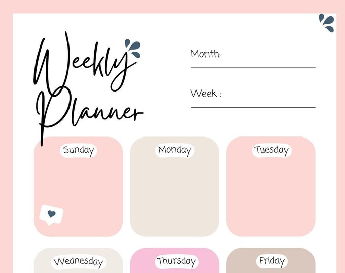 Printable Weekly Planner | Minimalist Weekly Schedule Template | A4 ...