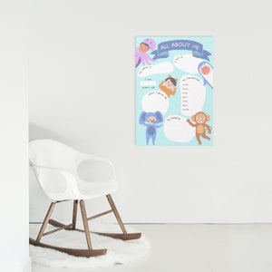 Über mich Kinder Poster: Druckbare Kinderwandkunst (Digitaler Download)