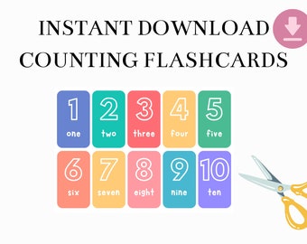 Numbers Flash Cards, Preschool Counting Flash Cards, Count and Clip ...