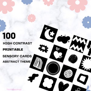100 High Contrast Baby Cards Bundle - Printable Montessori Black and White Sensory Cards for Infant Stimulation Abstract - DIGITAL DOWNLOAD