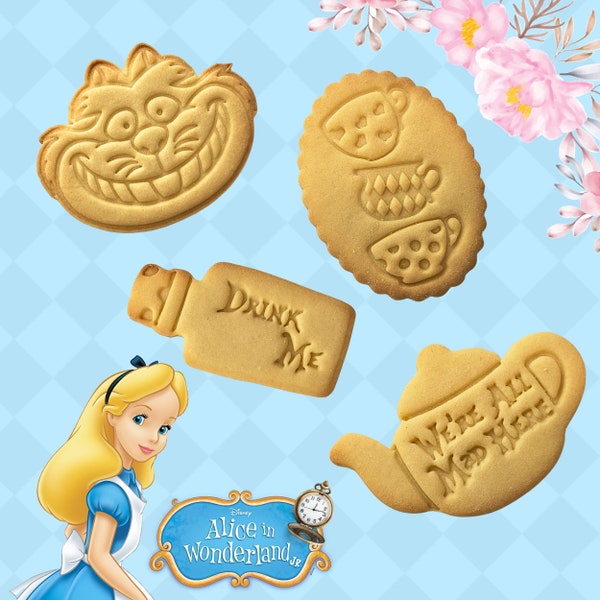 Emporte-pièces carte Alice au pays des merveilles timbre à biscuit cutter cookie Alice in Wonderland