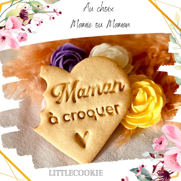 Emporte-pièce fête des mères grands-mères timbre à biscuits Maman ou Mamie à croquer